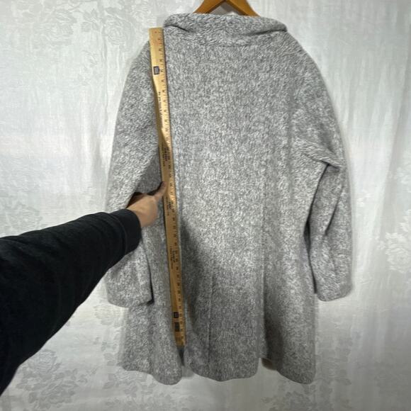 Torrid Pea Coat 3 3X Gray Heathered Long Lined Felt Hidden Buttons - Picture 13 of 14